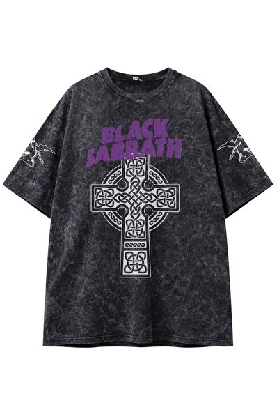 Fuddy Moda Unisex μπλουζάκι Black Sabbath με στάμπα στα μανίκια, που πλένεται...