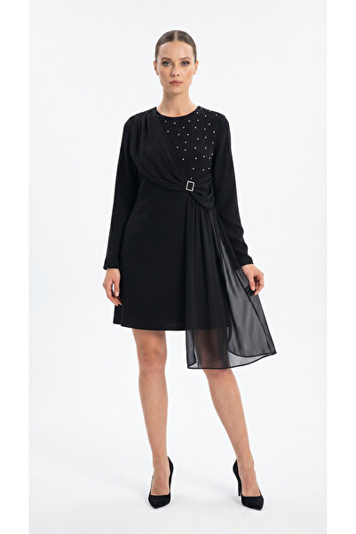 Şeker Portakalım Tunic Dress with Metal Stone Accessories Black (Choose 1 Siz...