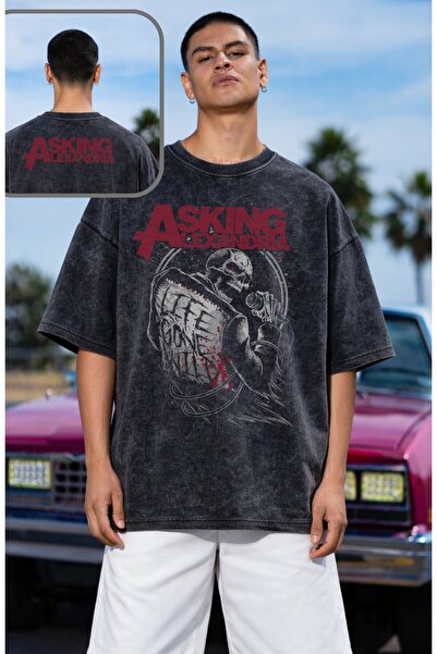 Fuddy Moda Unisex Oversize Μπλουζάκι Ροκ Μπάντας με Στάμπα Asking Alexandria ...