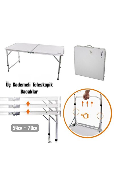 MADFOX Nomad Duo Tabureli Katlanır Kamp Masası Seti BEYAZ-PROTAKTİKAL