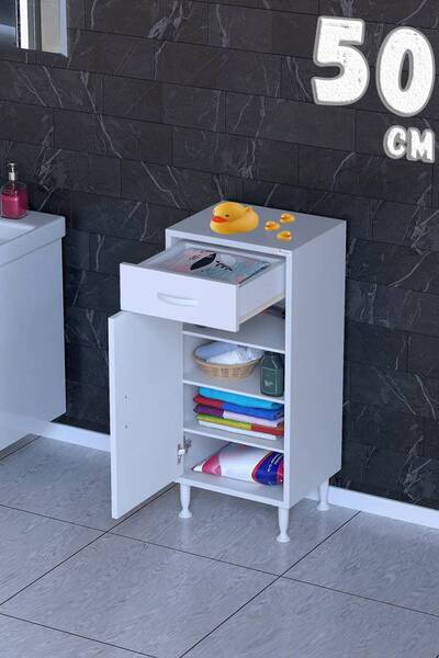 Modilayn 1 Çekmece, Kapaklı ve 3 Raflı, Çok Amaçlı Banyo & Mutfak Dolabı (14 ...