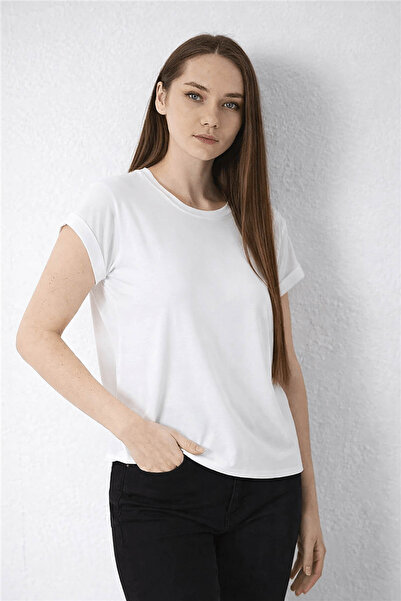 Fashion Friends Ženska bluza s okruglim izrezom, boja ekru 26Y0194K1