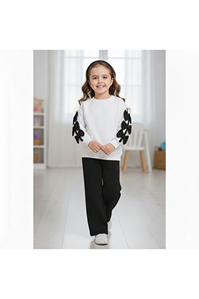 negok 446243 طقم بناتي مزين بفيونكة وطبعة حجرية 2Y,3Y,4Y,5Y Girl syh