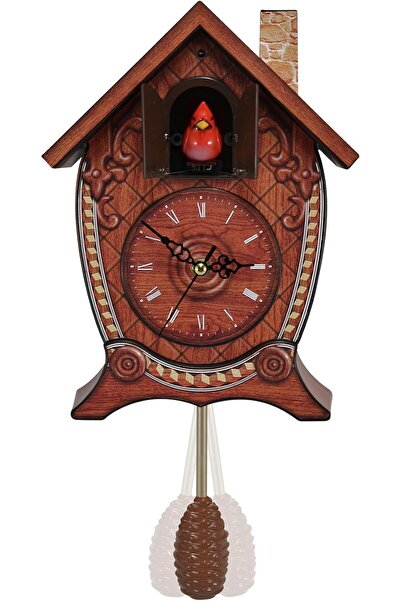 Generic Traditional Singing Cardinal Bird Cottage Wall Clock, Cuckoo Sound Ta...