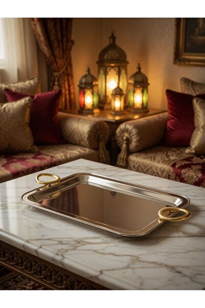 GOLDEN HOME تبسي استيل مفرد بلون فضي على ذهبي