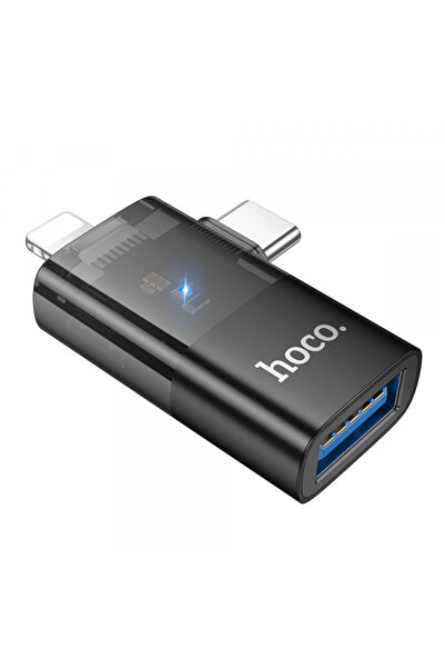 hoco. Adaptor OTG Lightning/ USB-C - USB-A HOCO UA36E, Negru