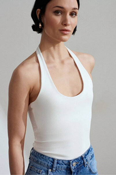 Windy Island Kadın Halter Yaka %95 Pamuk Çift Kat Crop Top Body