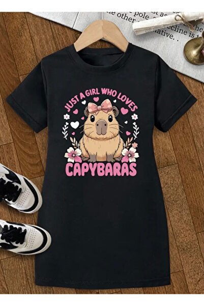 NIGRUM PARDUS YENİ SEZON CAPPYBARA BASKILI %100 PAMUK KISA KOLLU YAZLIK KIZ Ç...