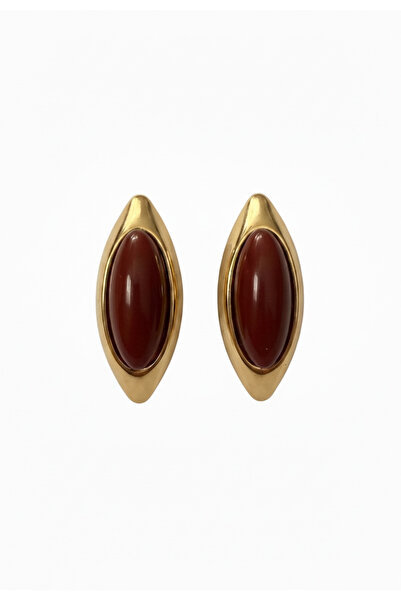 Bo Takı ve Aksesuar Vintage Burgundy Earrings 5.5 cm