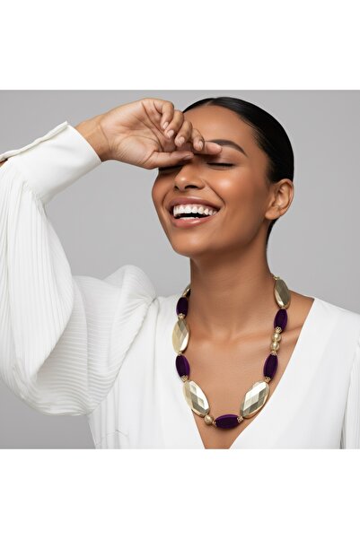COCOSH TAKI Gold mor large bead design stylish necklace