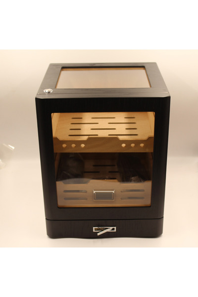 COHİBA Siyah Aksesuar Çekmeceli Camlı İçi Ledli Humidor Puro Kutusu Phum0258