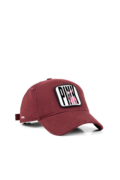 Pembe Panter Değiştirilebilir Beyaz Patch'li Unisex Bordo Şapka
