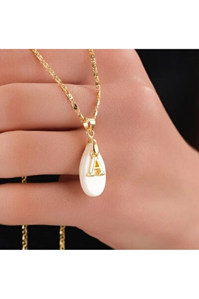stainless steell Gold Color Tarnish-Resistant Pearlescent Letter a Steel Neck...