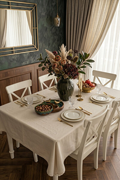 Home Premium Duck Keten Fisto Kenarlı Masa Örtüsü