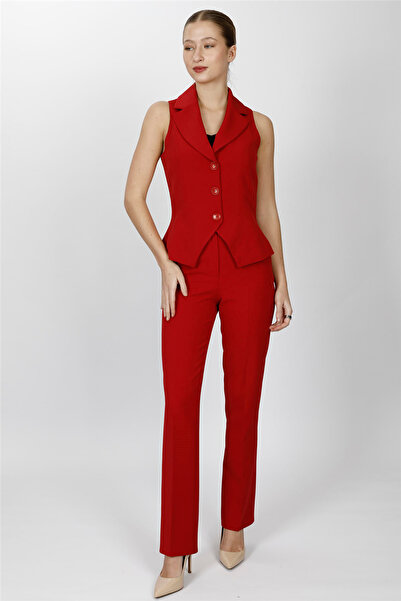 ÖNDER ÖZSOY Jacket Collar Vest Set 1532505-Red - 1532505