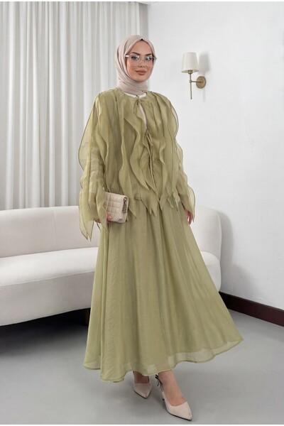 HİJABAYA Σετ Cupra με ασύμμετρη κοπή, βολάν και επένδυση, δεμένο στο μπροστιν...