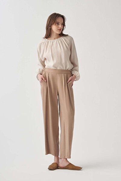 ALLDAY Μπεζ πλισέ παντελόνι μπαλόνι