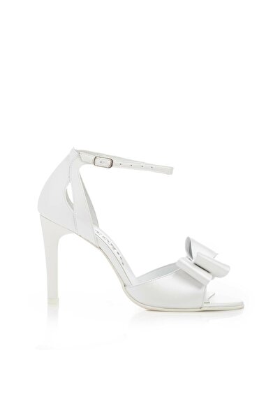 UrbanShoes Sandale elegante damă cu toc din piele naturală - 51721 Alb Box Si...