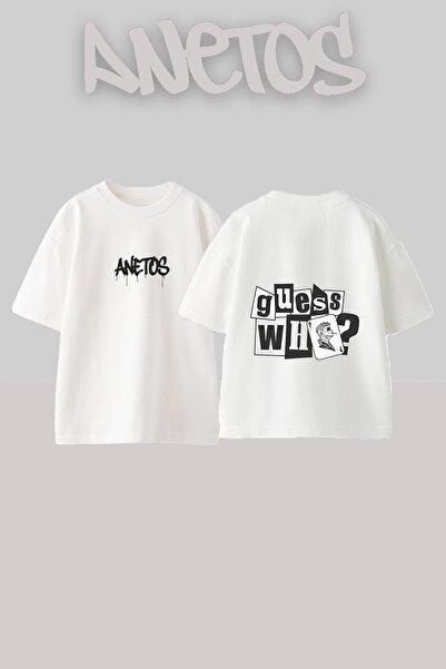 Anetos Joker Card Design Back Printed Cotton White Oversize T-Shirt