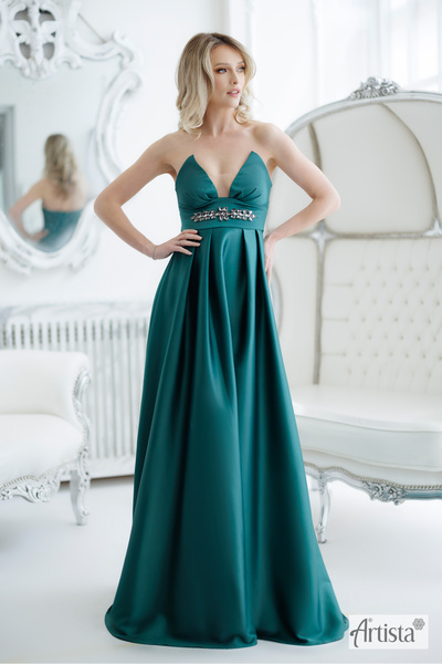 slim fit dress slacks Emerald Green Long Sequin Prom Dress With Sweetheart Neckline main image 1