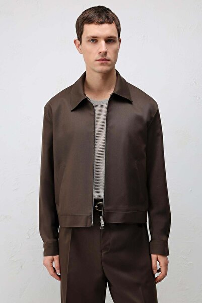 Antioch Kahve Relaxed Fit Fermuarlı Erkek Mont