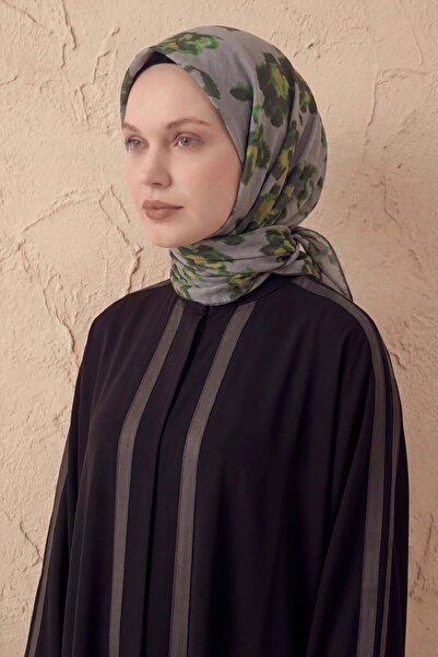 Silk Home Φουλάρι από βαμβακερό μείγμα με φλοράλ σχέδιο πράσινο 90x90