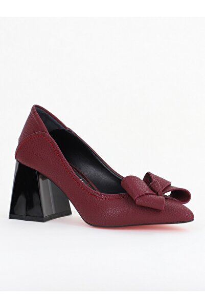 Nicoletta Pantofi Damă cu Toc din Piele Ecologică cu fundiță bordo mat (BS200...