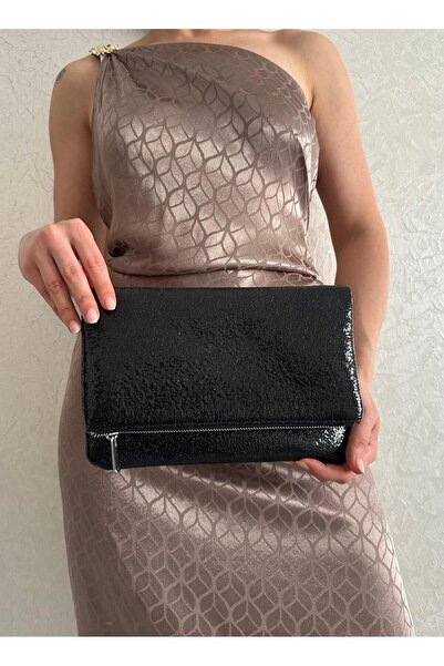 she poly Γυναικεία μαύρη τσάντα clutch portfolio