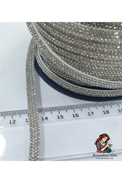 Boncukcu Abla Panglică cu pietre - Cristal argintiu 6mm (2 METRI)