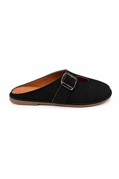 PAPUCUMUN DÜNYASI Women's Suede Stylish Slippers with Buckle Detail