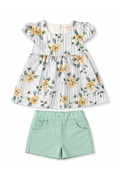 fruity Girls Floral Ruffle Dress & Shorts Set / 2 Piece Girls Outfit
