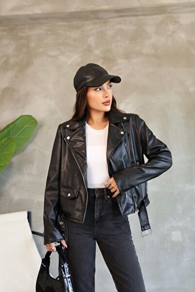 Maddison New Season Women's Belted Leather Jacket