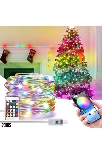 E-ANAMAG Χριστουγεννιάτικη Γραμμική Έξυπνη Εγκατάσταση LED RGB, Έλεγχος μέσω ...