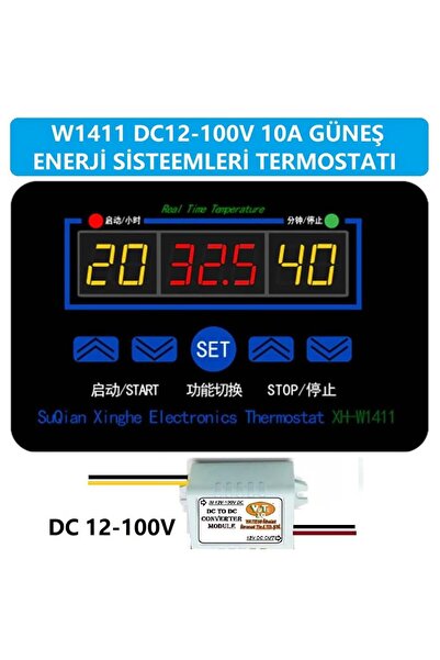 YATE10 W1411 DC12-100V 10A Güneş Paneli Termostat/Timer