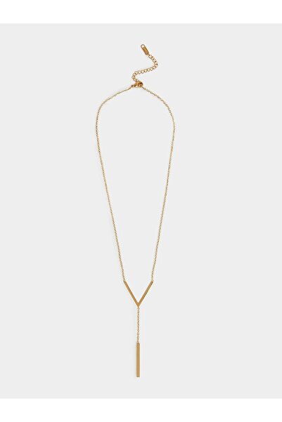 Styli Gold Tone Y-Shaped Pendant Necklace