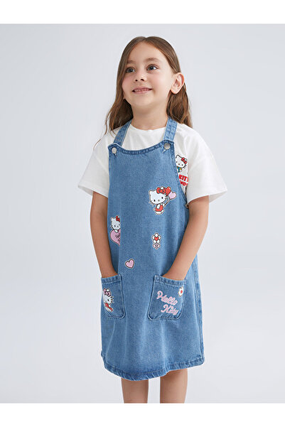 LC Waikiki Rochie din blugi pentru fete cu imprimeu Hello Kitty