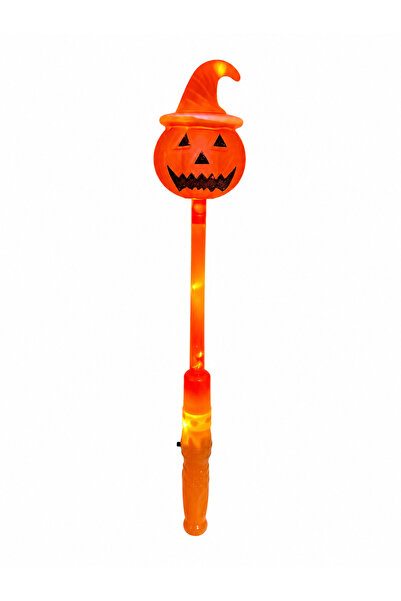 PARTİPORT Cadılar Bayramı Işıklı Kabak Asa 32 cm LED Halloween Parti Çubuğu I...