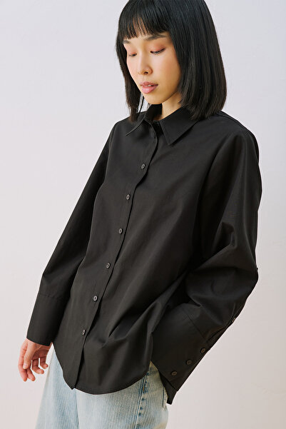 Manuka Wide-Cuffed Poplin Shirt Black
