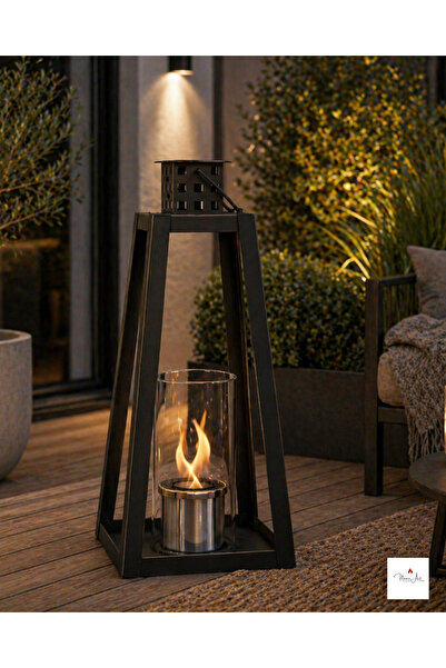 Flame Art Concept Fener Tasarımlı Bioethanol Şömine(Siyah, Küçük Boy) – Dekor...