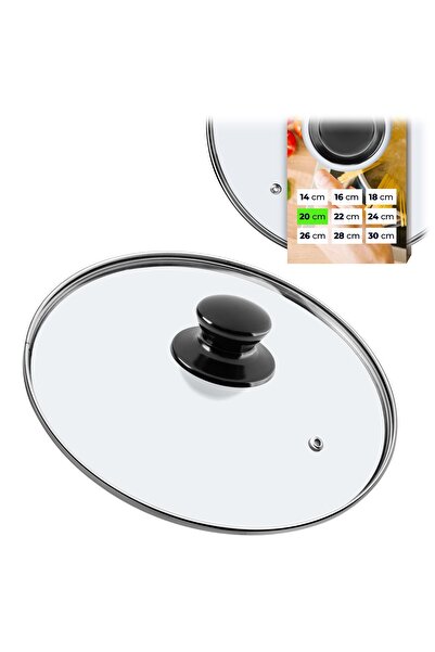 KADAX Capac de sticlă universal, termorezistent, de 20 cm, pentru oală sau ti...