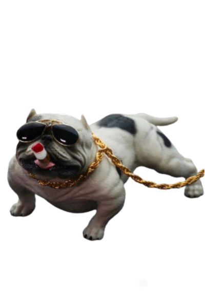 Yerli Decorative Pitbull Ceramic Dog with Suction Cup White