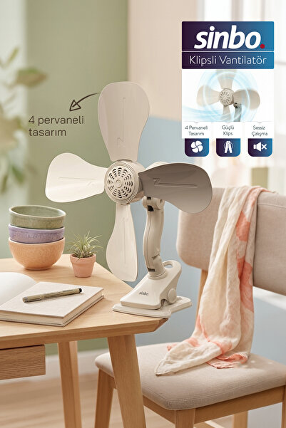 Sinbo SF-7706 Klipsli Vantilatör 10W Taşınabilir Mini Fan Sessiz Masa Tipi Fan