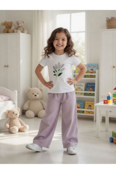 ÖRZİ Kids تي شيرت بأكمام قصيرة وجيوب واسعة، بنطلون من الموسلين، طقم من قطعتين...