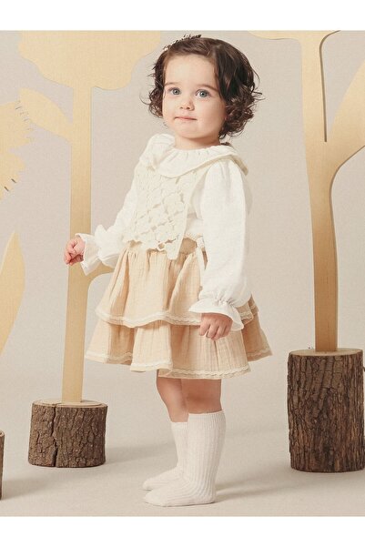 Cherrys Bebek طقم أطفال بتصميم كلاسيكي مع ياقة مكشكشة