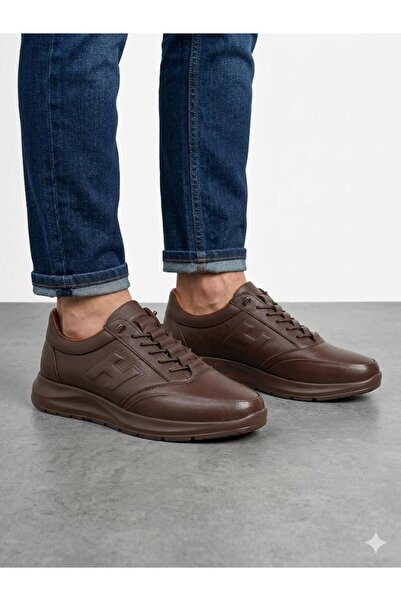 Lütfi Men's Genuine Leather Lightweight Orthopedic Sole Casual Shoes
