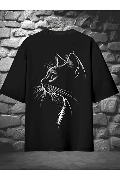 bellanova Sila Trend Unisex Black Oversize Printed T-Shirt Streetwear Comfort...