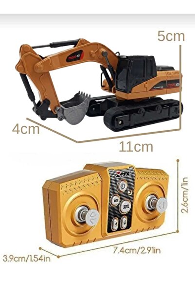 Tomurcuk 3'lü Set Şarjlı Uzaktan Kumandalı Metal Alaşımlı Mini Kepçe Kamyon F...