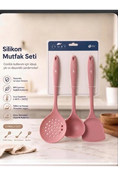 LAVORA 3 Parça Silikon Mutfak Seti Pembe