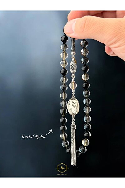 TESBİH-İ ALA Kartal Ruhu - Gümüş Püsküllü Ateş Kehribarı Tesbih