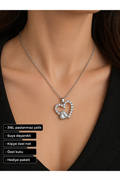 HER ŞEY NOTA www.herseynota.com Heart Figured White Stone Women's Necklace 31...